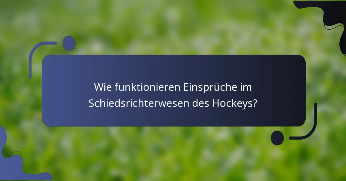 Wie funktionieren Einsprüche im Schiedsrichterwesen des Hockeys?